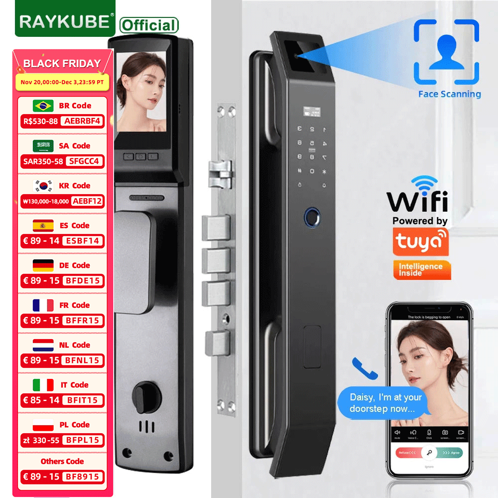 Letter Opener Brass - RAYKUBE DF14 Tuya WiFi Kunci Sidik