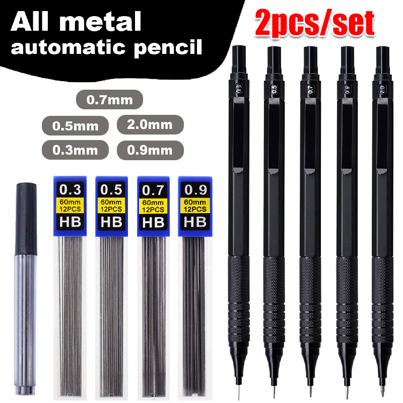Set Pensil Mekanis Logam Hitam - Mechanical Pencil 0.3 ulasan dan harga