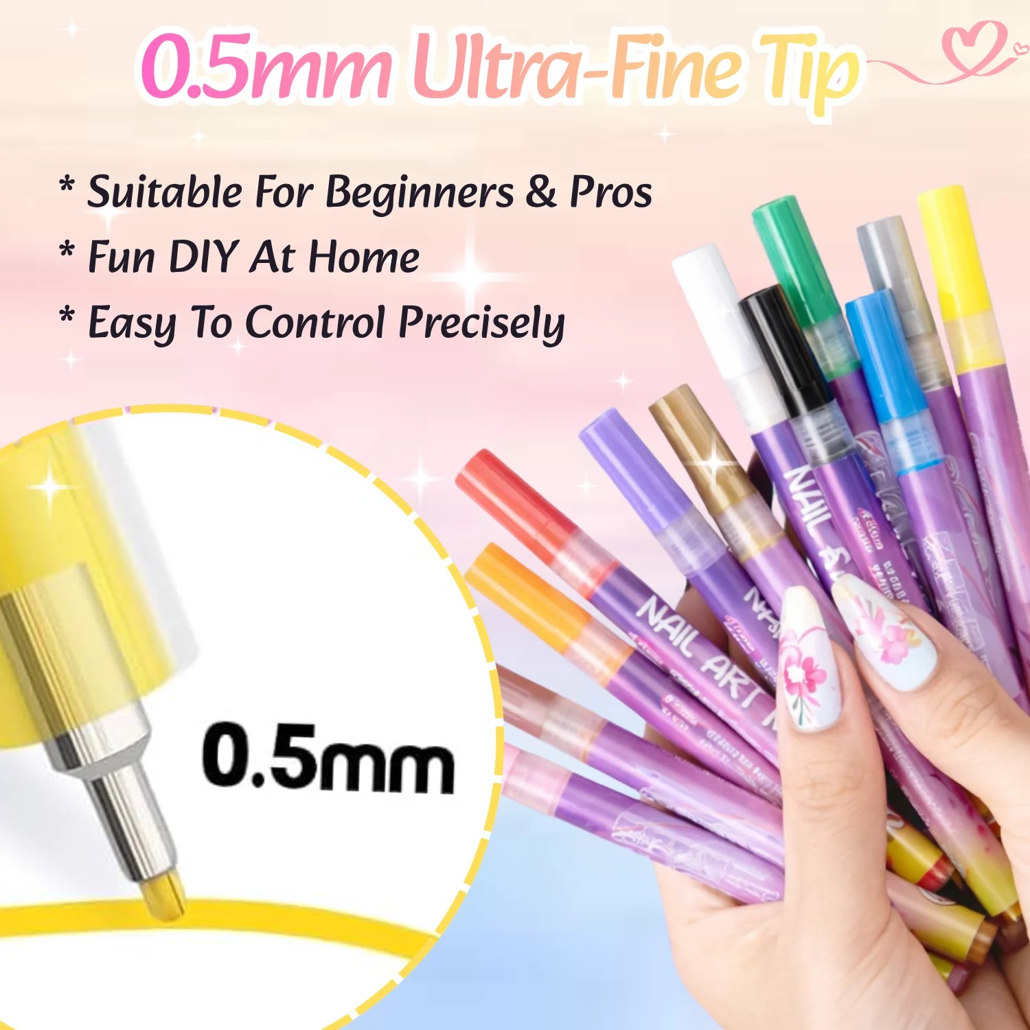 Set Pena Seni Kuku 3D 12 Warna - Correction Pen Fine ulasan dan harga