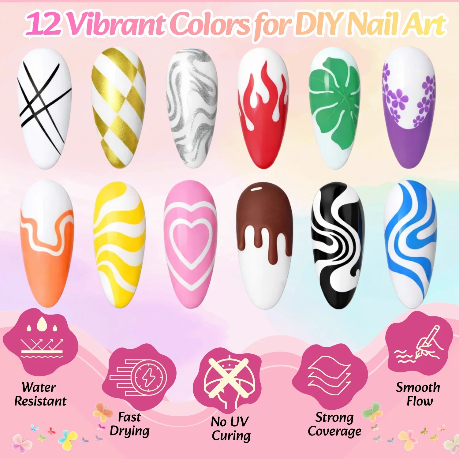Set Pena Seni Kuku 3D 12 Warna - Correction Pen Fine ulasan dan harga